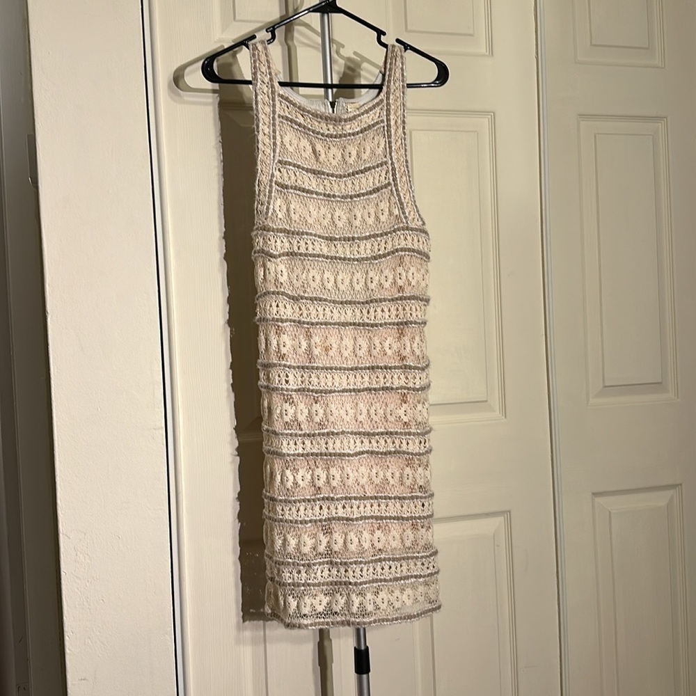 Free People Cream Crochet Midi Dress